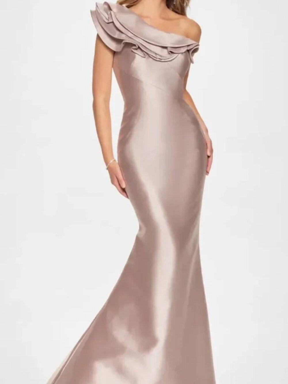 NWT Montage by Mon Cheri M844 One Shoulder Mermaid Gown Blush Size 10